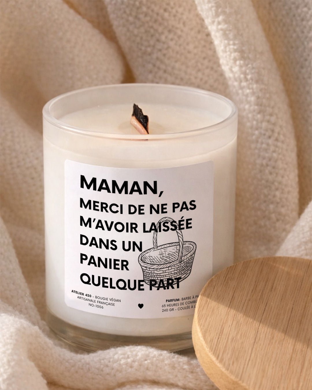 Bougie cocooning personnalisée pour maman en cire végétale — Atelier 430

