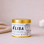 Bougie anniversaire avec rose, fleur de naissance de juin – Boîte or – Atelier 430