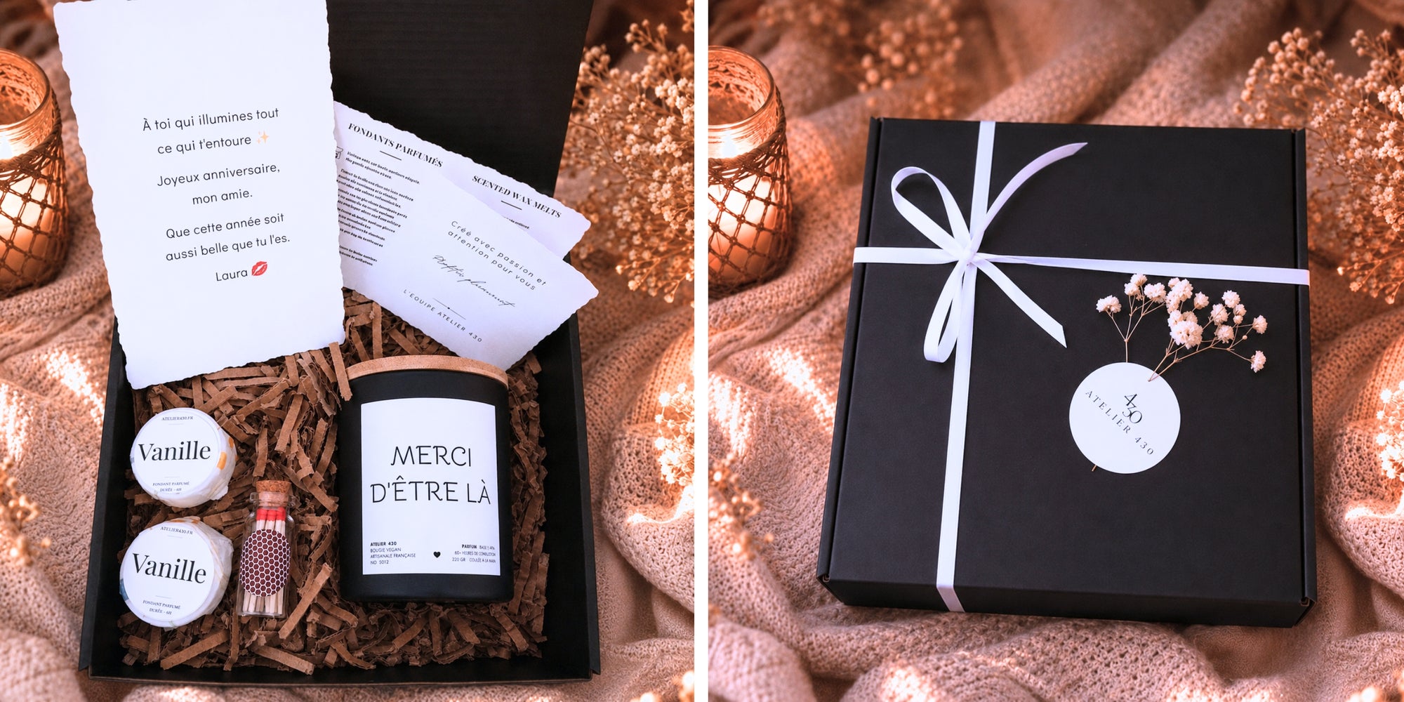 Bougie artisanale personnalisée pour cadeau Atelier 430