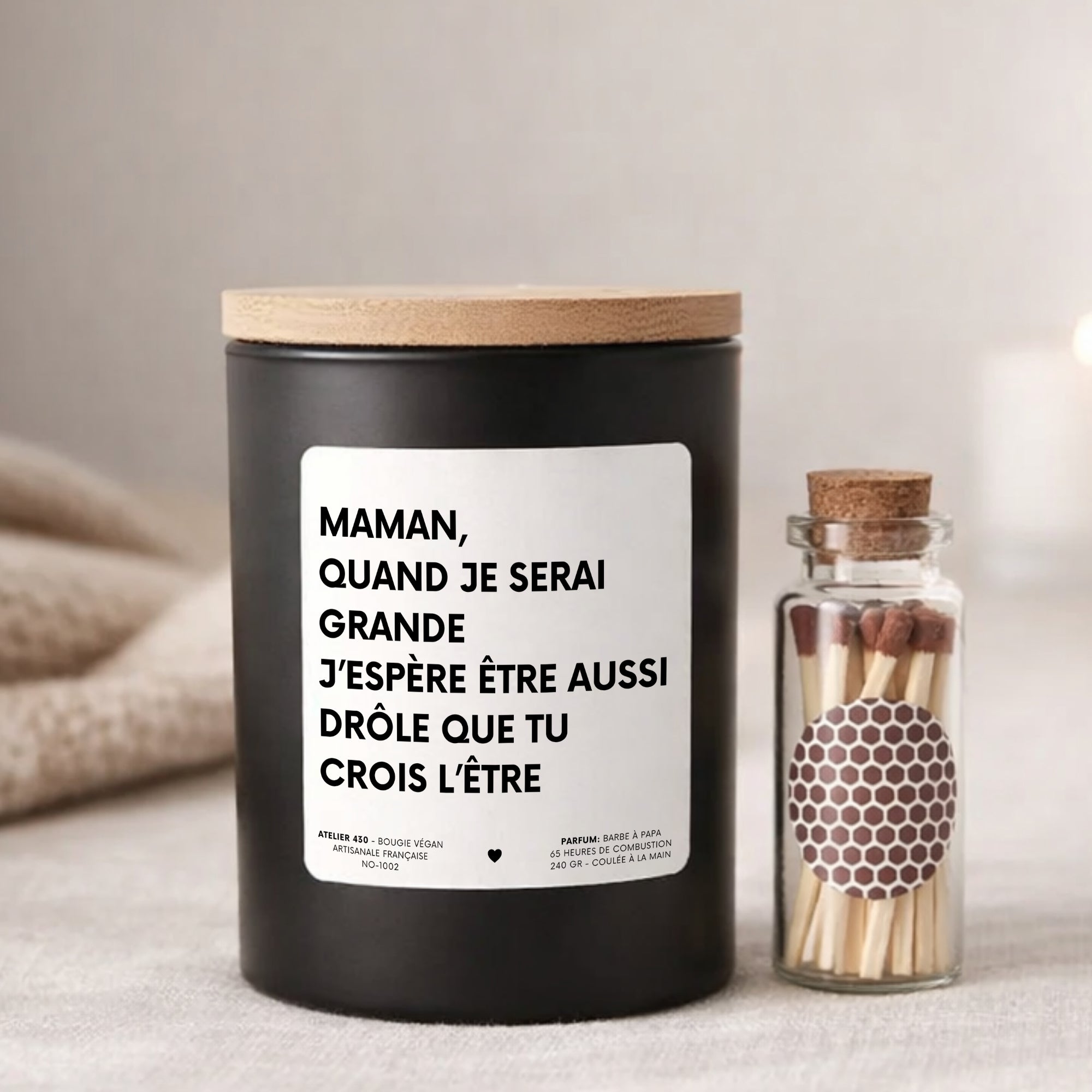 Coffret cadeau bougie noire personnalisée pour maman — Atelier 430