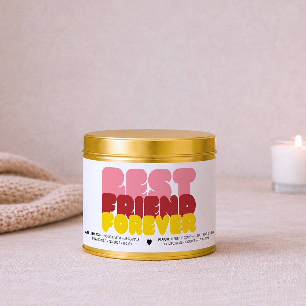 Bougie cadeau meilleure amie « Best Friend Forever » avec boîte or – Atelier 430