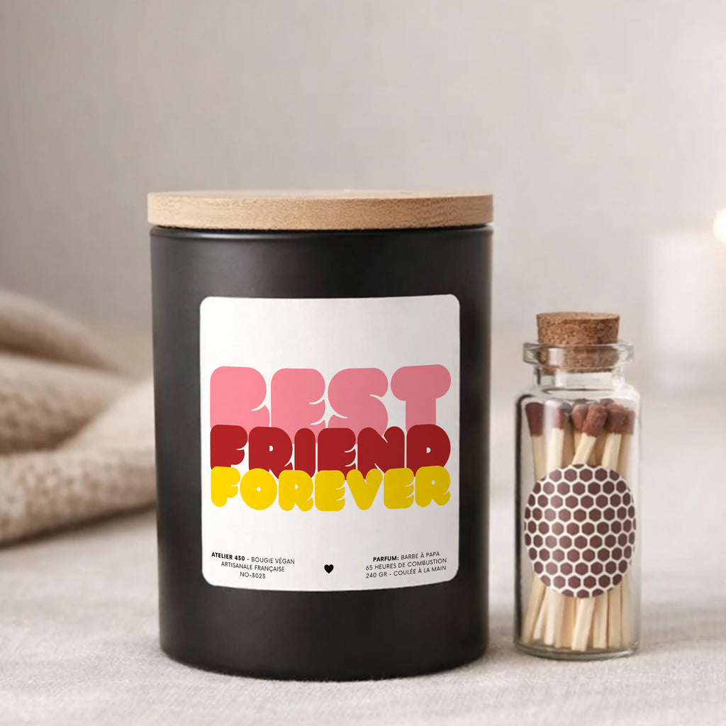 Bougie personnalisée « Best Friend Forever » avec boîte noire – Atelier 430