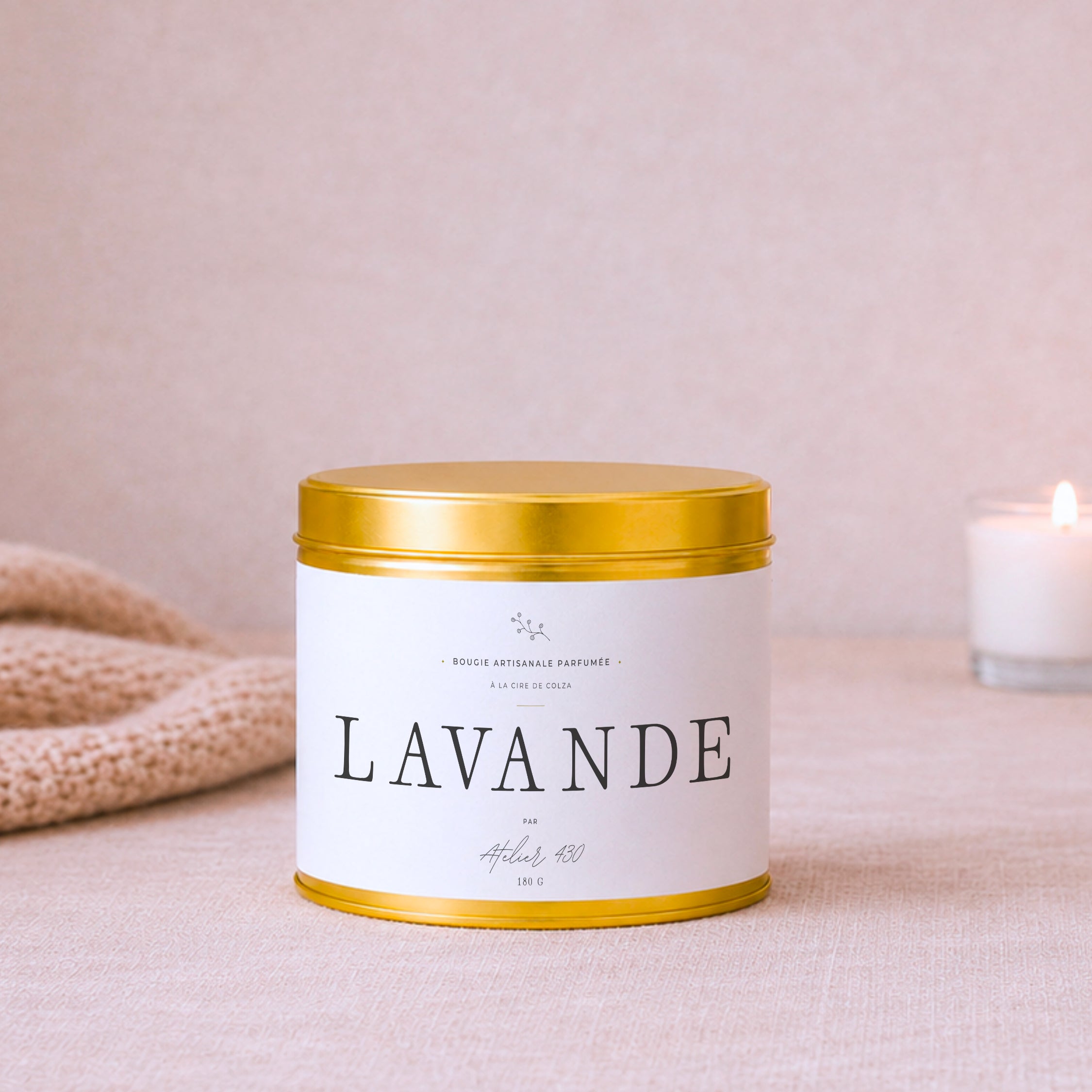 Bougie artisanale en cire végétale avec parfum de Grasse au choix – Cadeau personnalisé – Atelier 430