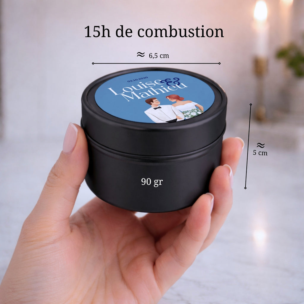 Petite bougie en cire végétale personnalisée fabriquée à la main pour événements et cadeaux invités – Atelier 430