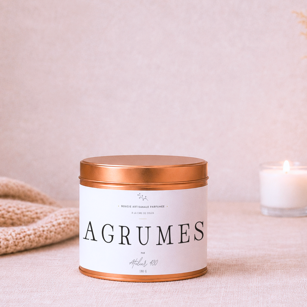 Bougie cadeau parfumée fabriquée en France – 46 fragrances au choix et personnalisation – Atelier 430