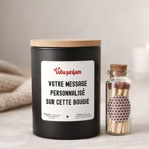 Bougie cadeau personnalisée prénom date naissance Atelier 430 – design libre message sur mesure