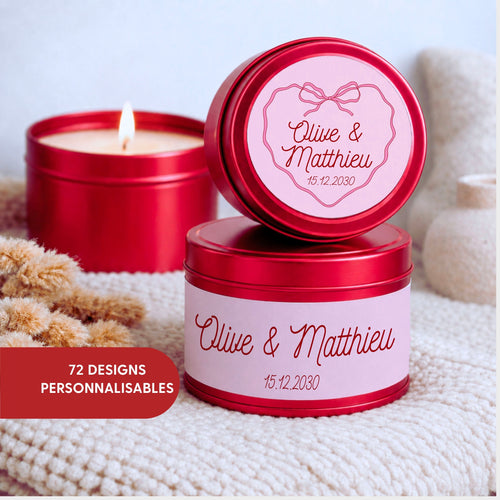 Bougie personnalisée rouge avec message pour mariage, anniversaire, baptême, fête et événements – Atelier 430