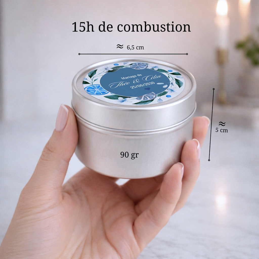 Petite bougie en cire végétale personnalisée fabriquée à la main pour événements et cadeaux invités – Atelier 430