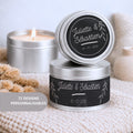 Bougie personnalisée argentée artisanale avec design élégant pour mariage, baptême, anniversaire ou fête – Atelier 430