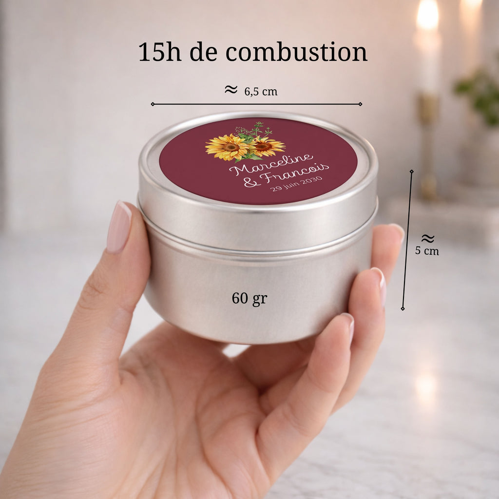 Petite bougie en cire végétale personnalisée fabriquée à la main pour événements et cadeaux invités – Atelier 430