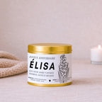 Bougie anniversaire avec Glaïeul, fleur de naissance du mois d'août – Boîte or – Atelier 430