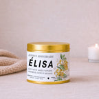 Bougie anniversaire avec chèvrefeuille, fleur de naissance de juin – Boîte or – Atelier 430