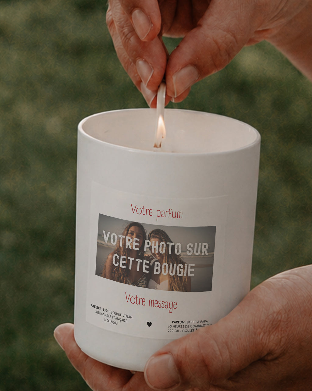 Bougie photo personnalisée message sur mesure Atelier 430 – idée cadeau original anniversaire naissance