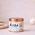 Bougie personnalisable Joyeux anniversaire avec Nénuphar, fleur de naissance de juillet – Boîte cuivrée – Atelier 430