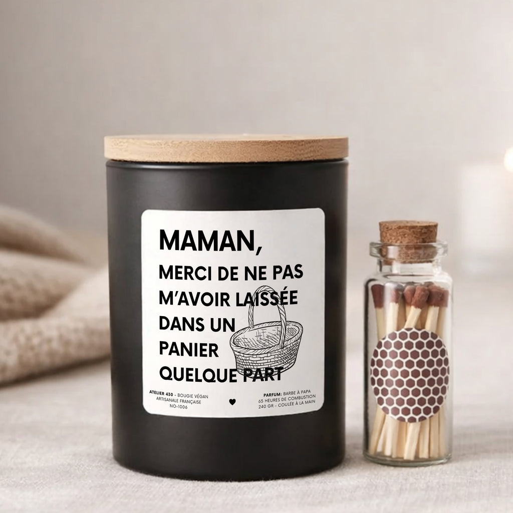 Bougie noire mèche en bois personnalisée pour maman — Atelier 430
