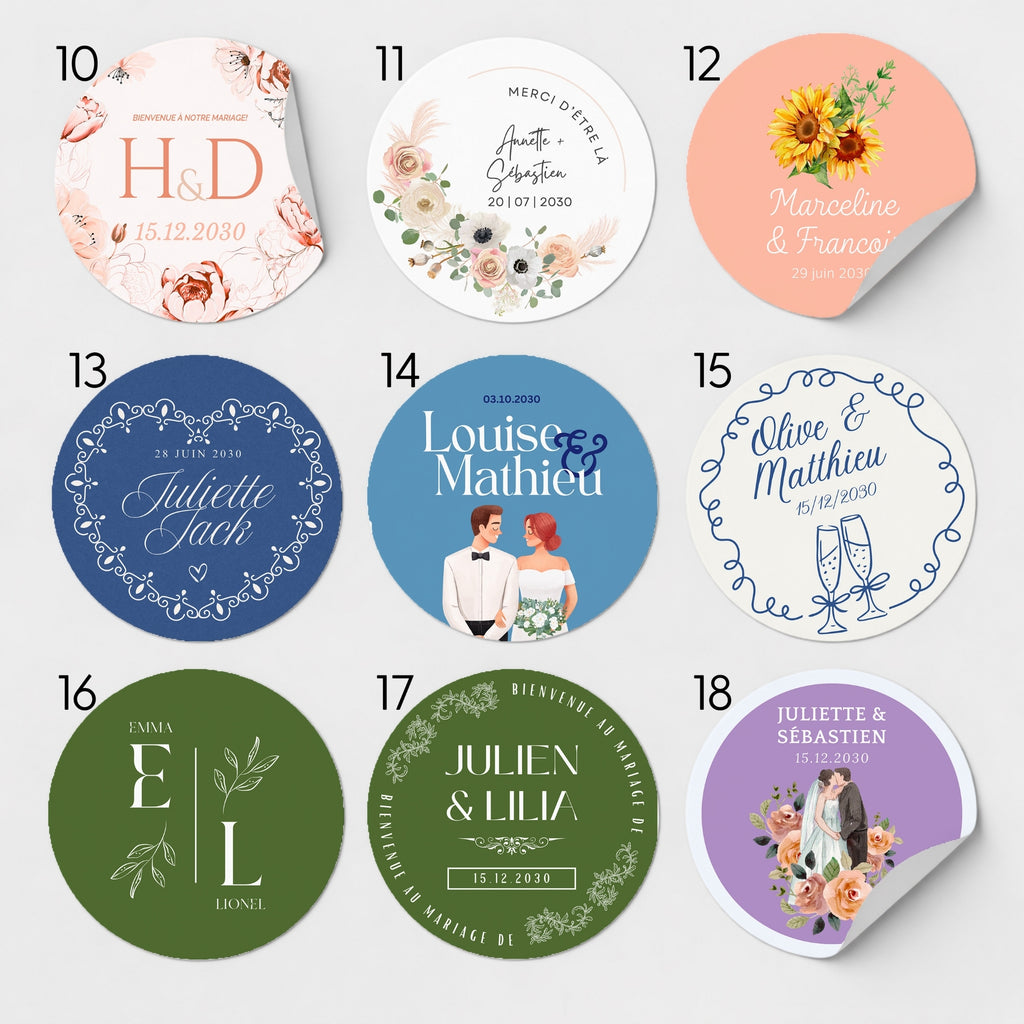 72 designs d’étiquettes personnalisables pour bougies cadeaux invités Atelier 430