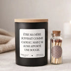 Bougie personnalisée « Être ma mère suffisait comme cadeau, mais j’ai aussi apporté une bougie » avec boîte noire – Atelier 430
