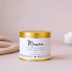 Bougie personnalisée « Joyeuse fête des mères à la meilleure de toutes. Je t’aime, Élisa » avec boîte or – Atelier 430