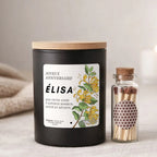 Bougie personnalisée Joyeux anniversaire avec chèvrefeuille, fleur de naissance de juin – Boîte noire – Atelier 430