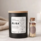 Bougie personnalisée Joyeux anniversaire avec fleur de naissance Chèvrefeuille de juin – Boîte noire – Atelier 430