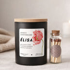 Bougie personnalisée Joyeux anniversaire avec fleur de naissance Glaïeul d'août – Boîte noire – Atelier 430