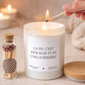 Bougie à message personnalisé « La FIV, c’est dur mais tu es une guerrière » avec boîte blanche – Atelier 430