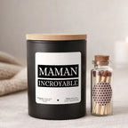Bougie personnalisée « Maman incroyable » avec boîte noire – Atelier 430