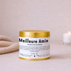 Bougie personnalisée définition tendre de Meilleure Amie – Boîte or – Atelier 430