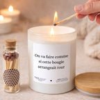 Bougie à message humoristique « On va faire comme si cette bougie arrangeait tout » avec boîte blanche – Atelier 430