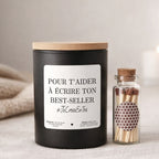 Bougie à message inspirant « Pour t’aider à écrire ton best-seller #JeCroisEnToi » avec boîte blanche – Atelier 430