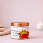 Bougie cadeau humoristique personnalisée « Si t’as envie de brûler un truc » avec boîte cuivrée – Atelier 430