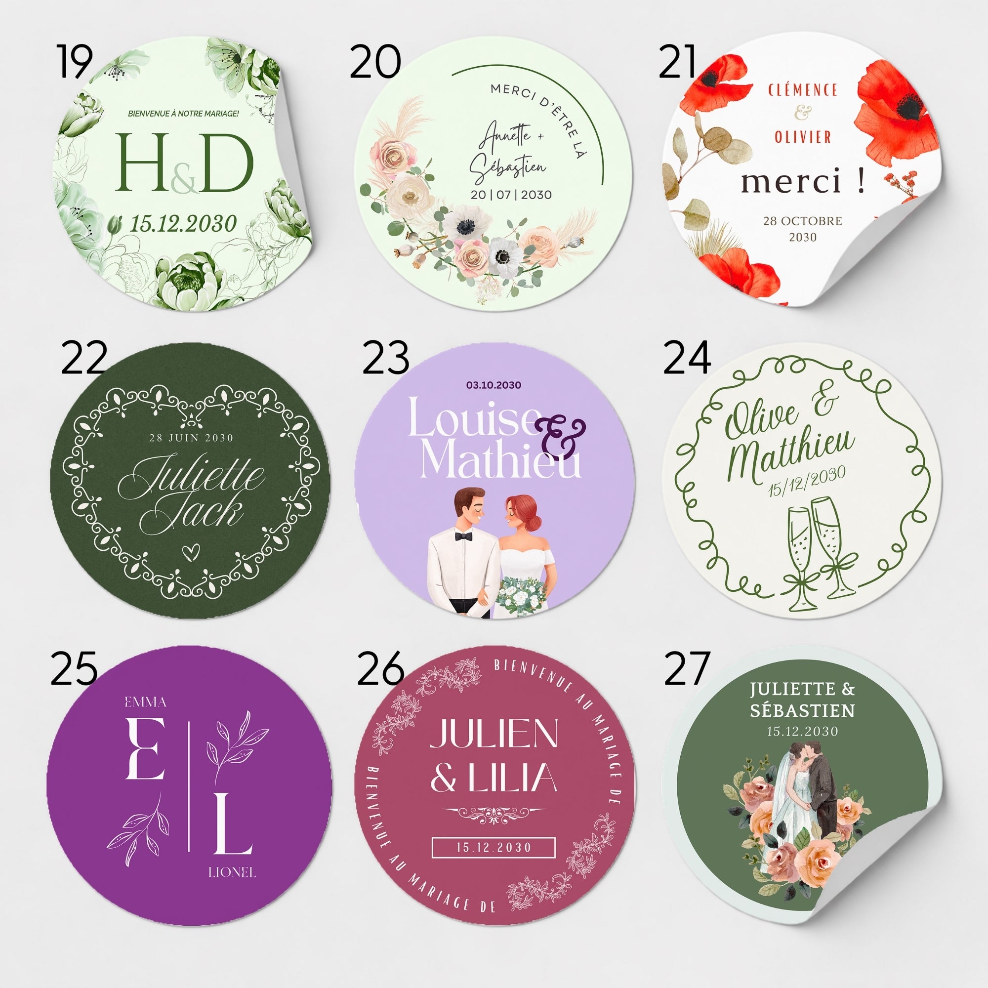 Étiquette minimaliste personnalisée Atelier 430 pour anniversaire, communion, baptême ou retraite
